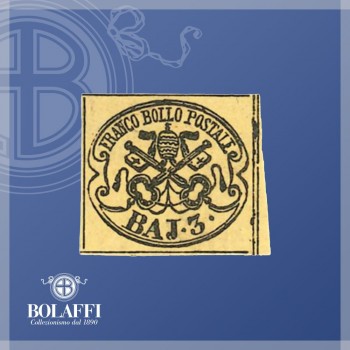 Francobollo 3 baj, Prima emissione dello Stato pontificio (1852)