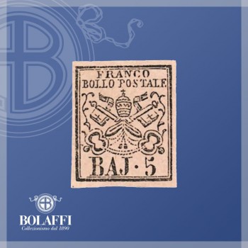 Francobollo 5 baj, Prima emissione dello Stato pontificio (1852)