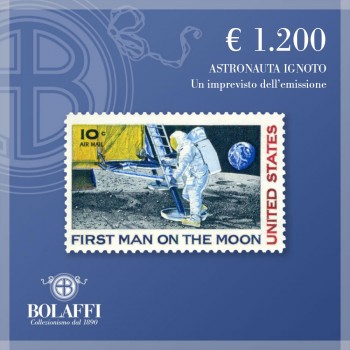 Francobollo Astronauta Ignoto, varietà del Primo uomo sula Luna (Stati Uniti, 1969)