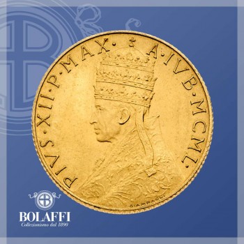 Papa Pio XII, effigiato sulla moneta 100 lire d'oro Anno Santo 1950
