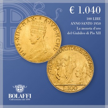 Moneta 100 lire d'oro Anno Santo (Vaticano, 1950)