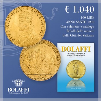 Moneta 100 lire d'oro Anno Santo (Vaticano, 1950)