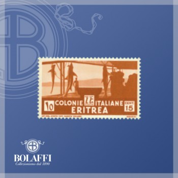 15 centesimi arancione bruno con essiccamento di pescicani, serie Nuova Pittorica (Eritrea, 1933)