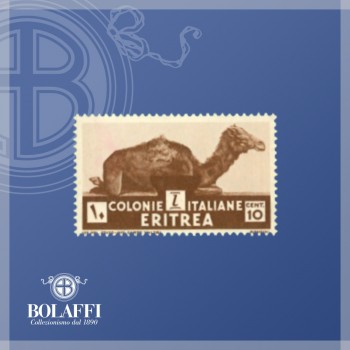10 centesimi bruno rossastro con dromedario, serie Nuova Pittorica (Eritrea, 1933)