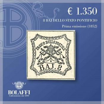 8 baj bianco Prima emissione dello Stato Pontificio