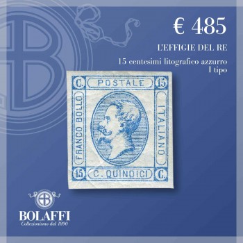 Francobollo 15 centesimi litografico azzurro di I tipo del 1863