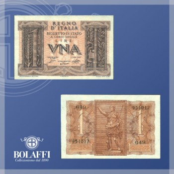 Biglietto di Stato 1 Lira Impero del 1939