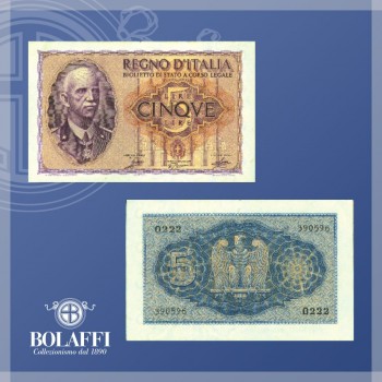 Biglietto di Stato 5 Lire Impero del 1940