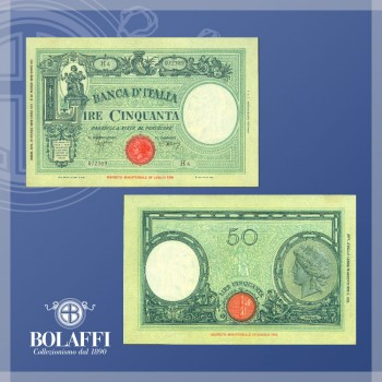 Biglietto di Banca da 50 Lire Grande L del 1943