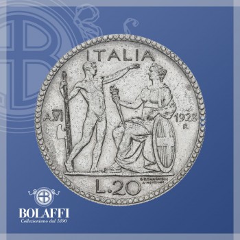 Littore, moneta d'argento 20 lire del 1928