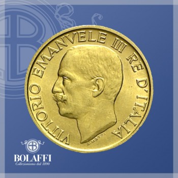 Vittorio Emanuele III nella moneta d'oro 20 lire Fascio