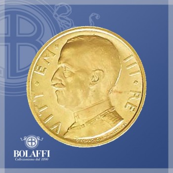 Vittorio Emanuele III nella moneta d'oro 50 lire Littore