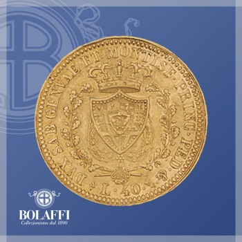 Stemma completo di Casa Savoia sulla moneta d'oro di Carlo Felice