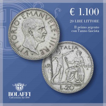 Moneta d'argento 20 lire Littore