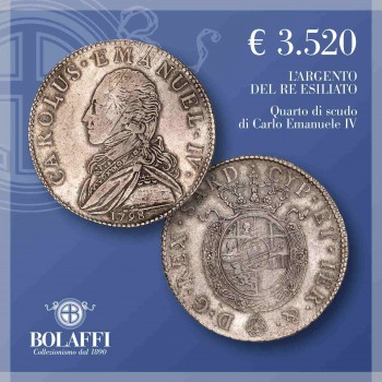 Moneta d'argento da un quarto di scudo di Carlo Emanuele IV