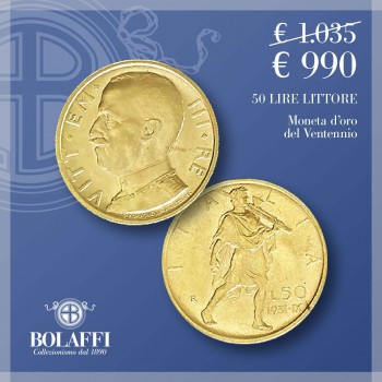 Moneta d'oro 50 lire Littore