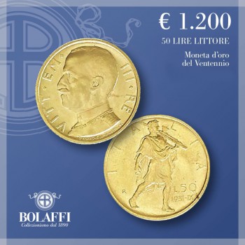 Moneta d'oro 50 lire Littore