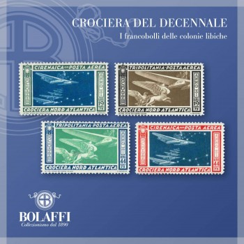 Crociera del Decennale, i francobolli delle colonie di Cirenaica e Tripolitania