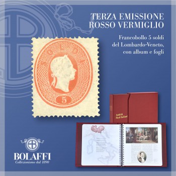 Francobollo da 5 soldi terza emissione del Regno Lombardo-Veneto