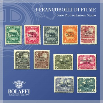 Francobolli serie Pro Fondazione Studio con sovrastampa (Fiume, 1919)