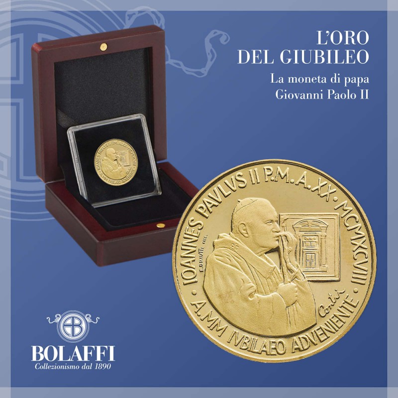 Verso l'Anno Santo 2000, moneta 100.000 lire oro di Giovanni Paolo II