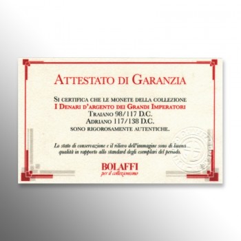 Certificato di qualità Bolaffi, monete dell'Antica Roma