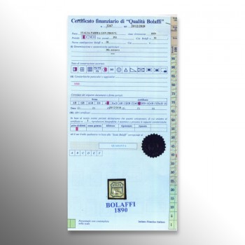 Certificato Bolaffi per il 20 centesimi azzurro degli Stati parmensi