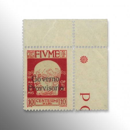 Regno d'Italia | Effigie di D'Annunzio, 10 centesimi, soprastampato "Governo provvisorio" senza il trattino in basso, 1923
