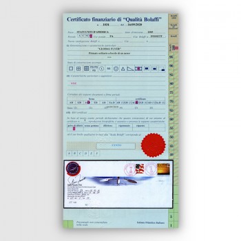 Certificato Bolaffi per l'aerogramma del GlobalFlyer e di Steve Fosset