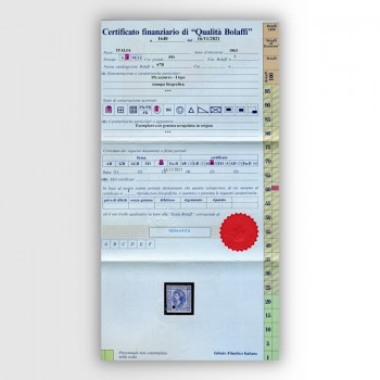 certificato Bolaffi, 15 centesimi litografico azzurro di I tipo