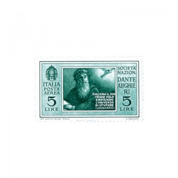 Serie Dante di posta aerea (1932), 5 lire Leonardo da Vinci