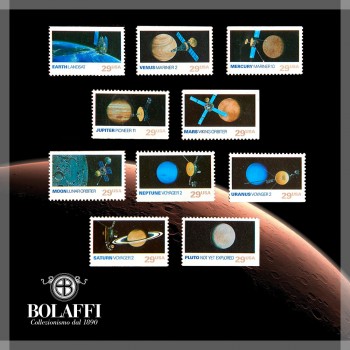 Serie francobolli Space Exploration: i pianeti del Sistema Solare e la Luna