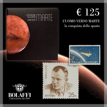 L'uomo verso Marte, album Bolaffi con i francobolli delle esplorazioni spaziali