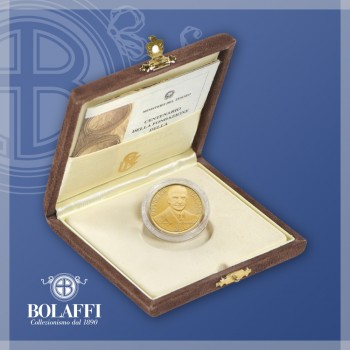 Moneta 100.000 Lire d'oro Einaudi con Certificato Bolaffi