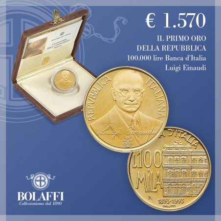 100.000 lire Banca d'Italia, il primo oro della Repubblica