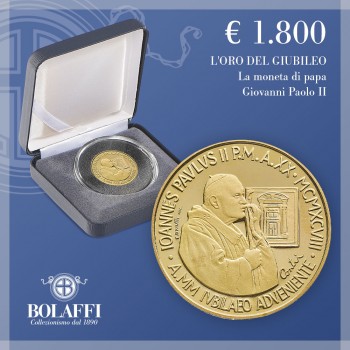 Verso l'Anno Santo 2000, moneta 100.000 lire oro di Giovanni Paolo II