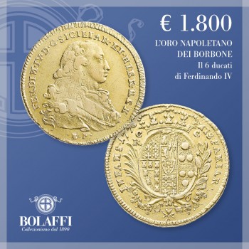 Moneta 6 ducati d'oro di Ferdinando IV Borbone re di Napoli