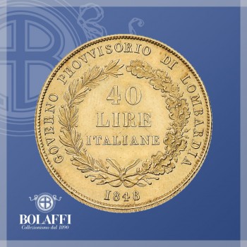 Diritto 40 lire Governo provvisorio di Lombardia (1848)