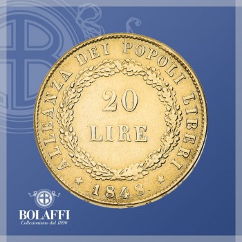 Diritto 20 lire Governo provvisorio di Venezia (1848)