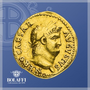 Ritratto dell'imperatore Nerone, moneta d'oro Antica Roma