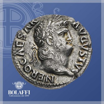 Ritratto di Nerone sul denario d'argento dell'Antica Roma