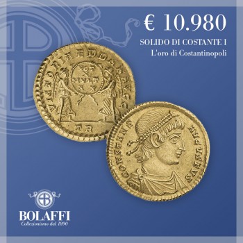 Solido d'oro dell'imperatore romano Costante I