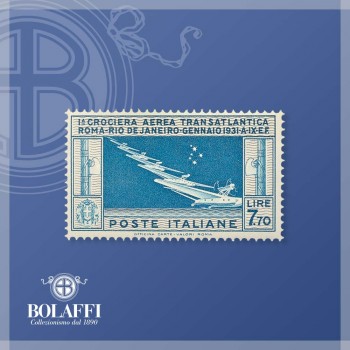 Francobollo 7,70 lire della traversata atlantica da Roma a Rio de Janeiro di Balbo